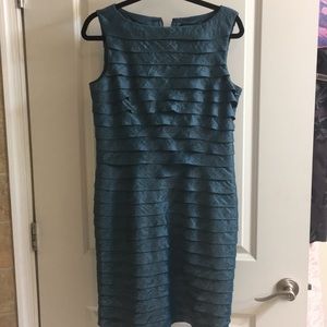 Pleated Turquoise blue cocktail dress sz 10p